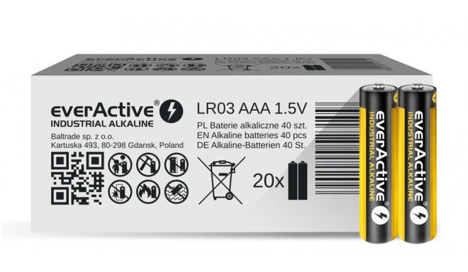 BATTERIES LR03/AAA INDU STRIAL ALKALINE 40 PCS