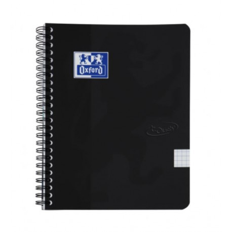 Kaustik OXFORD TOUCH A5+, spiraalköitega, 70 lehte, ruuduline. must