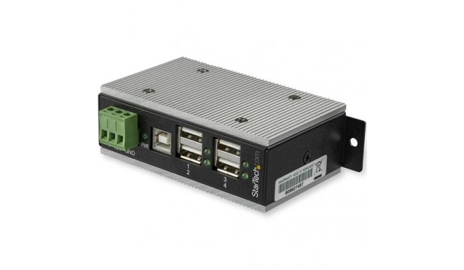 StarTech.com 4-Port USB 2.0 Hub - Metal Industrial USB-A Hub with ESD & 350W Surge Protection - 