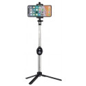 RoGer Selfie Stick + Tripod Stand with Bluetooth Remote Control Black