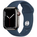 Apple Watch 7 GPS + Cellular 41mm Stainless Steel Sport Band, graphite/abyss blue (MKJ13EL/A)