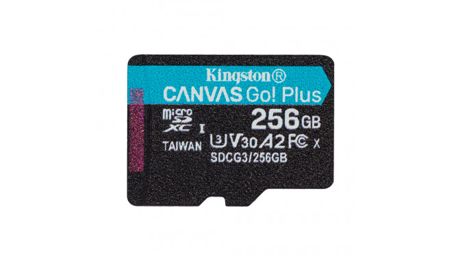 Kingston memory card 256GB microSDXC Canvas Go! Plus cl. 10 UHS-I 170 MB/s + adapter