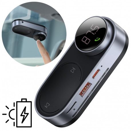 Baseus solar car wireless MP3 music player FM transmitter Bluetooth 5.0 750mAh (TF card / USB / AUX)