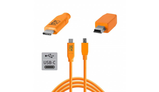 Tether Tools	kaabel USB-C - USB mini-B 5-Pin TetherPro 4,6m, oranž
