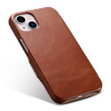 iCarer Metal Clip Vintage Folio Genuine Leather Bookcase type case for iPhone 13 brown (RIX1306-BN)