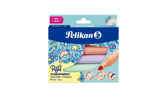 Pelikan viltpliiats, colorella, pastelsed, jämedad, 6 värvi