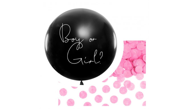 PartyDeco õhupall, 1 m / Boy or Girl? roosade konfettidega