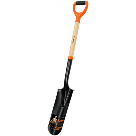Truper narrow drain spade with wooden shaft and D-grip handle, 112cm