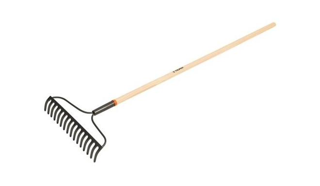 Truper bow rake with 16 steel tines and wooden shaft, 137cm