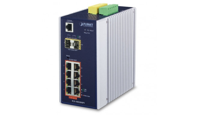 IP30 Industrial L2+/L4 8-Port 1000T 802.3at PoE + 2-Port 1G/2.5G SFP Full Managed Switch (-40 to 75 