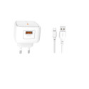 XO wall charger L59 QC 3.0 18W 1x USB white + cable USB-C