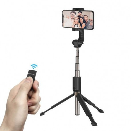 BlitzWolf käsistatiiv Selfie stick Smartphone, must (BW-BS4)
