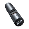 Baseus Bluetooth 5.0 FM Transmiter car charger 2x USB 3 A 18 W PPS Quick Charge 3.0 AFC FCP dark gre