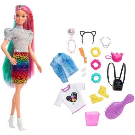 Barbie кукла Leopard Rainbow Hair