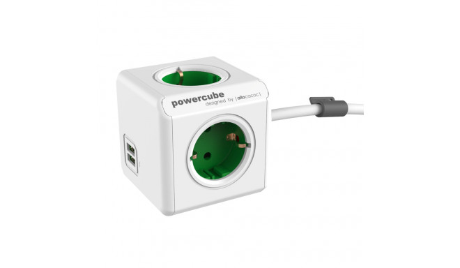 Allocacoc PowerCube Extended USB Groen 1,5m Kabel