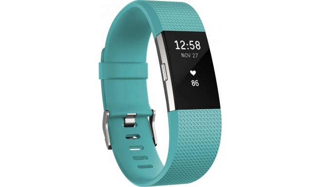 Fitbit трекер активности Charge 2 L, зеленовато-голубой/серебристый
