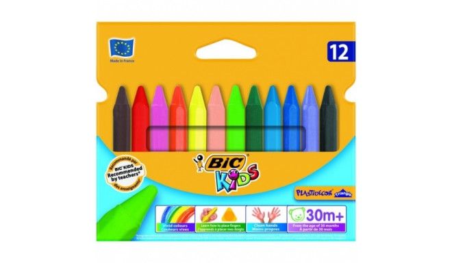 BIC Wax Crayons Plastidecor Triangle 12 colours 000789