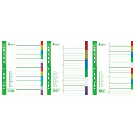 Divider Forpus, A4, 1-5 colors, plastic