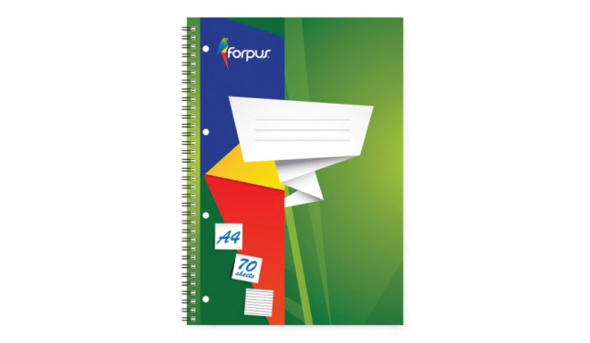 Exercise book with spiral  Forpus, A4/70, lined, soft cover  0722-022