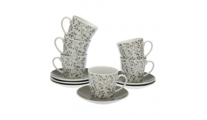 Set of Mugs with Saucers Versa Oxford Porcelain 9 x 14 x 14 cm 10,5 x 8 x 6 cm 14 x 14 x 2 cm (12 pc