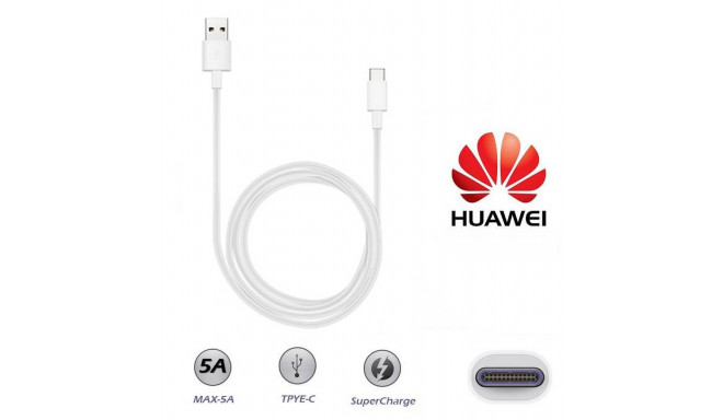 Huawei AP71 SuperCharge Oriģināls Type-C 3.1 Datu un Uzlādes Kabelis 1m Balts (OEM)