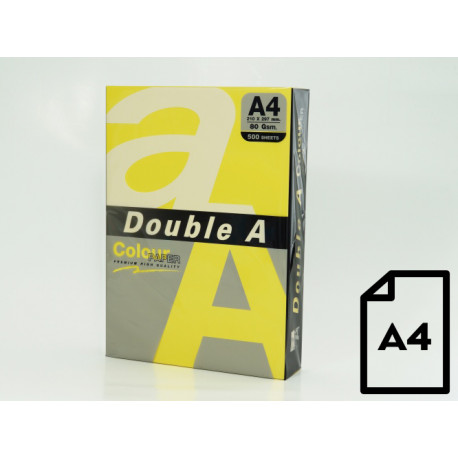 Colour paper Double A, 80g, A4, 500 sheets, Lemon