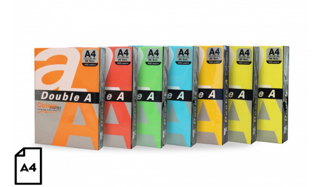 Colour paper Double A, 80g, A4, 100 sheets, Rainbow 5, 5 Colors
