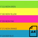 Color Neon paper Double A, 75g, A4, 500 sheets, Rainbow 4 Neon Green, Neon Yellow, Neon Orange, Neon