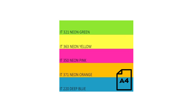 Color Neon paper Double A, 75g, A4, 500 sheets, Rainbow 4, 5 Neon Colors