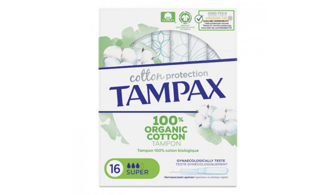 Super tampoonid ORGANIC Tampax Tampax Organic Super (16 uds) 16 Ühikut