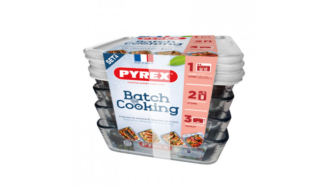 Set of lunch boxes Pyrex Cook & Freeze Crystal Transparent (4 x 1,5 L)