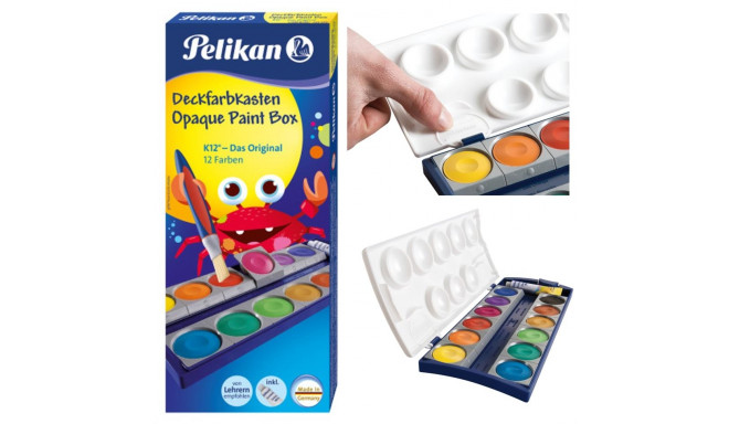 Pelikan akvareļu krāsas, K12, 12 krāsas + balts