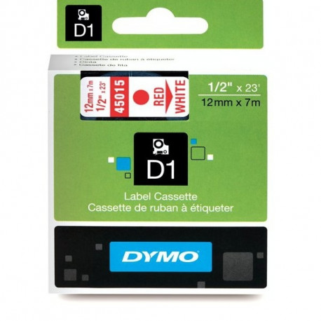 DYMO D1 lint 12mm x 7m / punane valgel (45015 / S0720550)