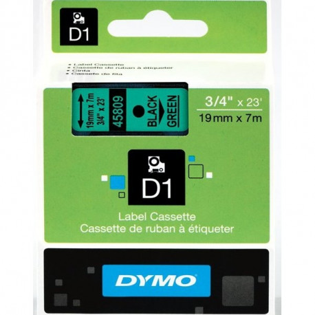 DYMO D1 Juostelė 19mm x7m / juodas ant žalios (45809 / S0720890)