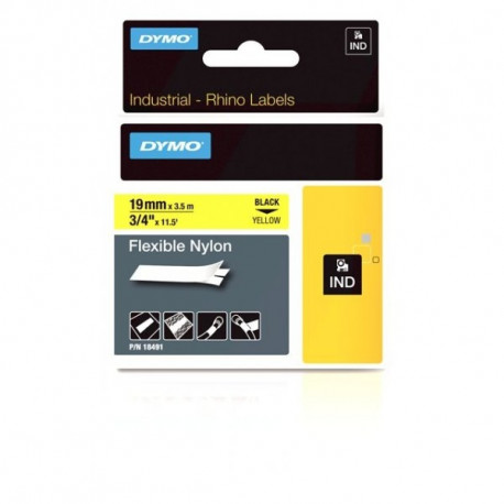 DYMO Rhino nailonlint 19 mm x 3,5 m / must kollasel (18491)