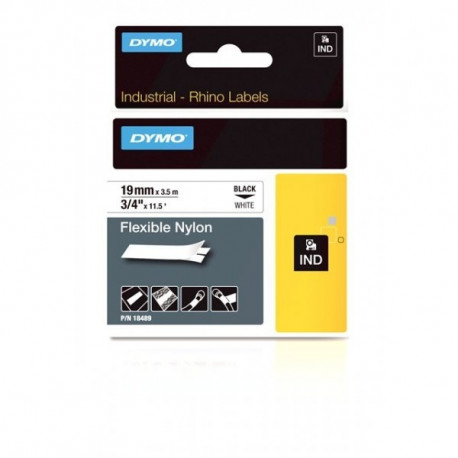 DYMO Rhino nailonlint 19 mm x 3,5 m / must valgel (18489)