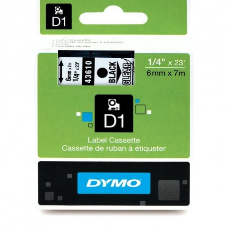 DYMO S0720770 D1 Juostelė 6mm x 7m (skaidri / juodas šifras)