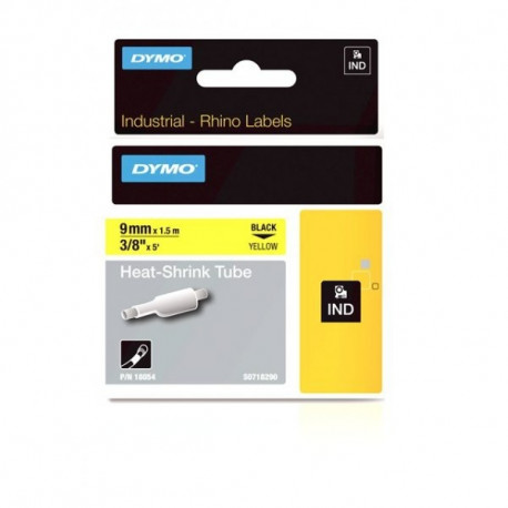 DYMO 18054 RHINO Termo vamzdelis 9mm x 1,5m (geltonas / juodas šifras)