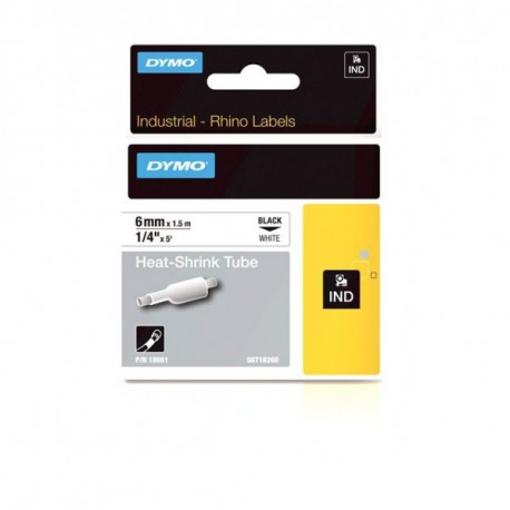 DYMO Rhino Thermal toru 6 mm x 1,5 m / must valgel (18051)