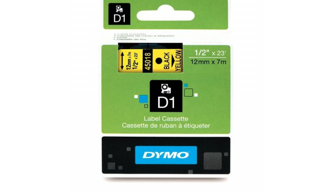 DYMO D1 lint 12 mm x 7 m / must kollasel (45018 / S0720580)