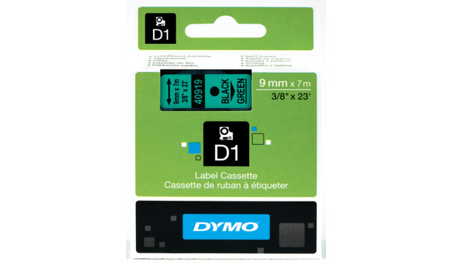 DYMO D1 lint 9mm x 7m / must rohelisel (40919 / S0720740)