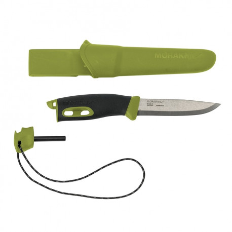 Morakniv Companion Spark Knife – 2.5mm Stainless Steel Blade, Fire Starter, Green