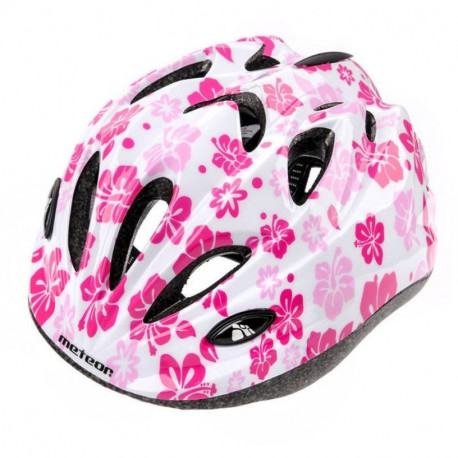 Meteor HB6-5 Junior 23246 White Floral Bike Helmet (S)
