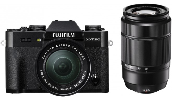 Fujifilm X-T20 + 16-50mm + 50-230mm Kit, melns