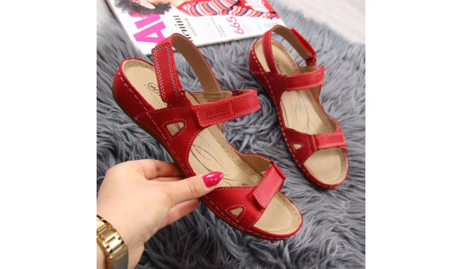 Red Velcro leather sandals W Helios 205 (38)