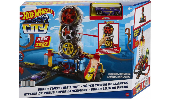 Hot Wheels City Super Tire Shop Play Building (Multicolor, Includes Hot Wheels Vehicle)