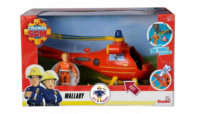 Helicopter Fireman Sam Wallby with figurine