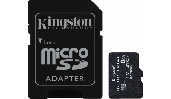 Kingston Industrial 8GB microSDHC Memory Card (Black, UHS-I U3, Class 10, V30, A1)