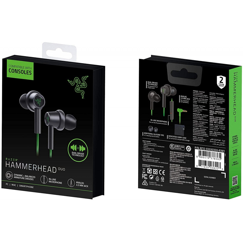 Razer HAMMERHEAD DUO CONSOLE GREEN - ヘッドホン