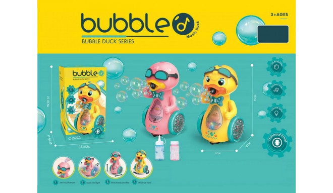 Duck generating soap bubbles